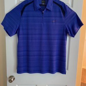 Greg Norman Cobalt Blue Striped w/Black Play Dry Short Sleeve Polo Size Large